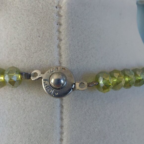 Teng Yue Necklace Green Faceted Beaded Boho Chic Statement Geometric Pendant EUC - Picture 6 of 9